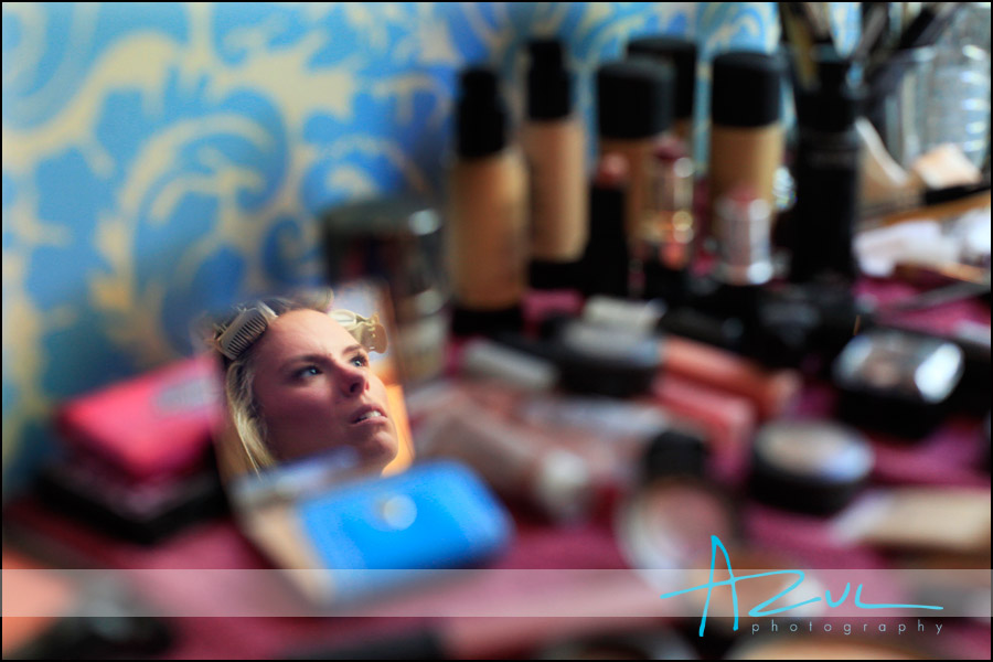 The bride gets ready for her wedding ceremony while at the Carolina Inn.