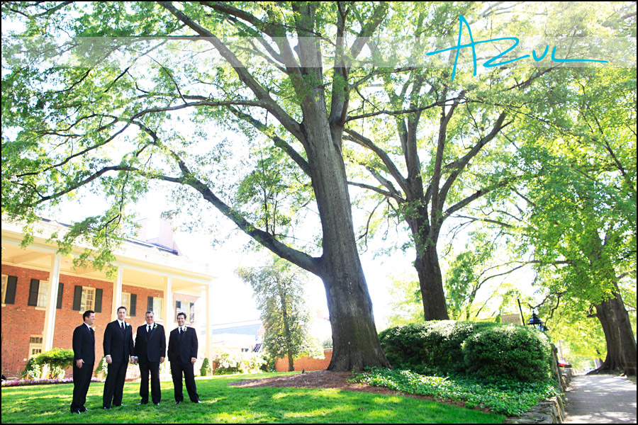 The bridal party waits for wedding ceremony to start in Chapel Hill.