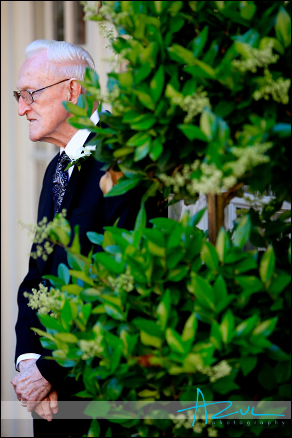 The Carolina Inn wedding starts as grandpa watches.