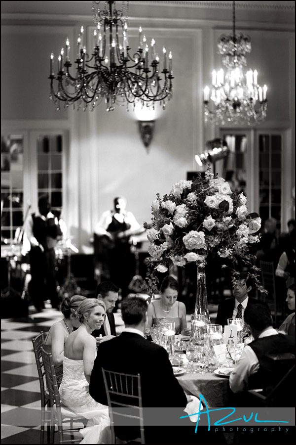 Photographer shoots vintage image of the old well ballroom during the reception.