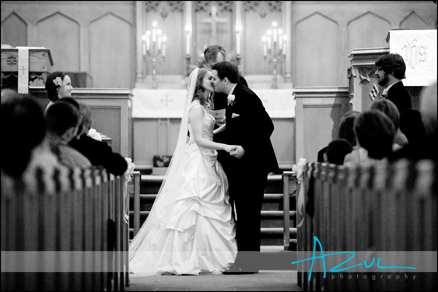 Wedding ceremony photography kiss in North Carolina