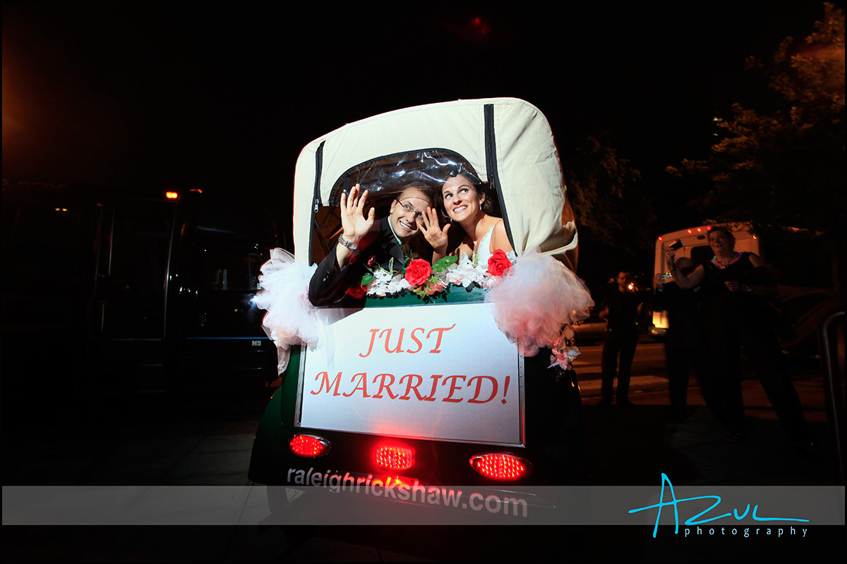 Raleigh rickshaw transports bride and groom