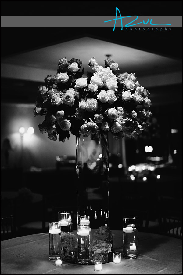 Fresh Affairs florist arrangement in downtown Raleigh wedding reception.