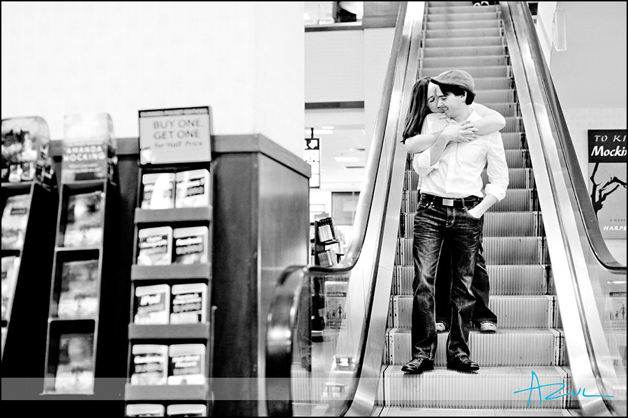 Portraits of the couple during engagement session Durham