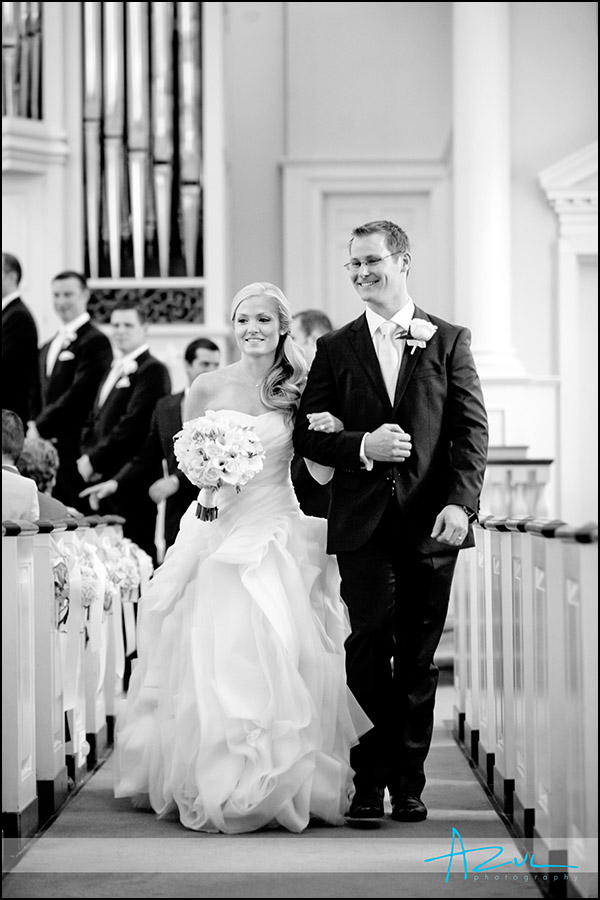 Black and white wedding ceremony photograph in Raleigh