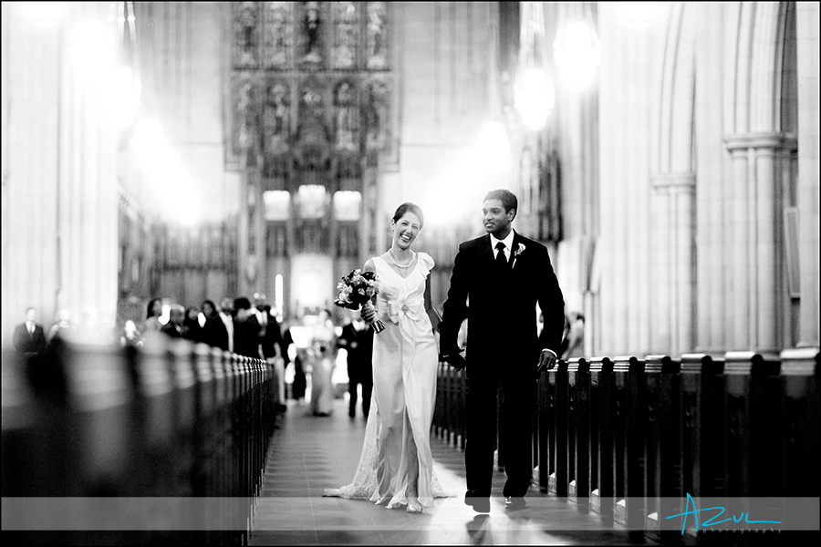 Classic wedding day ceremony image at Duke Chapel in Durham NC