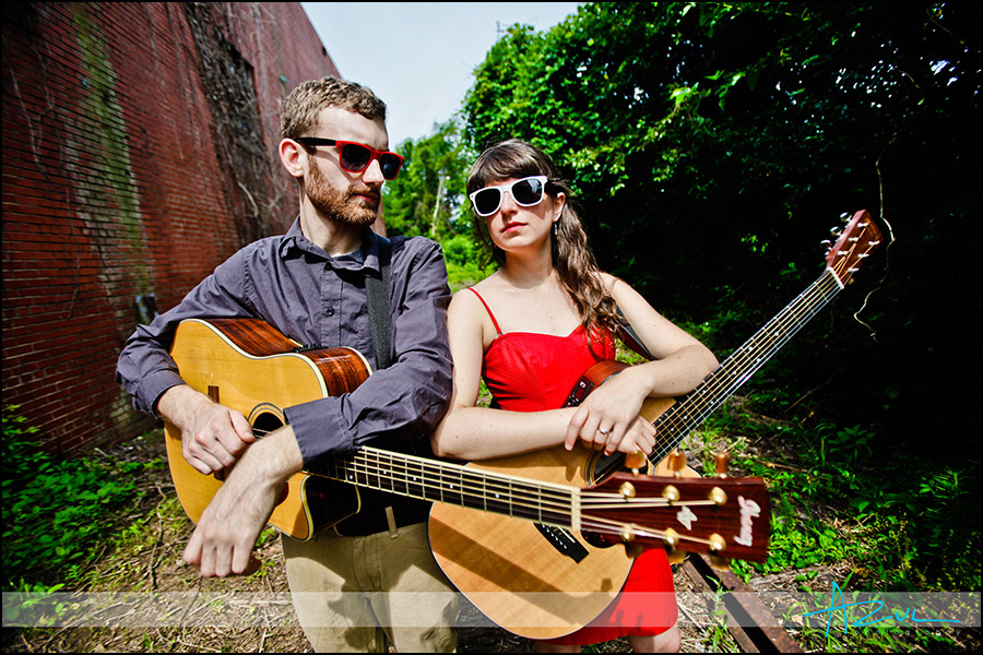Engagement / band  portraits in downtown Raleigh's industraial area
