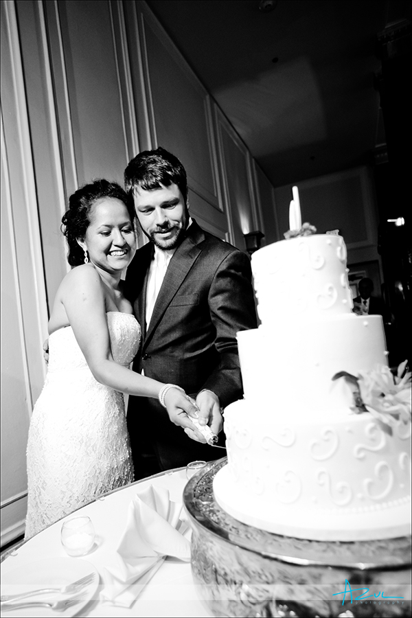 Perfect wedding day cake photograph at the Carolina Inn