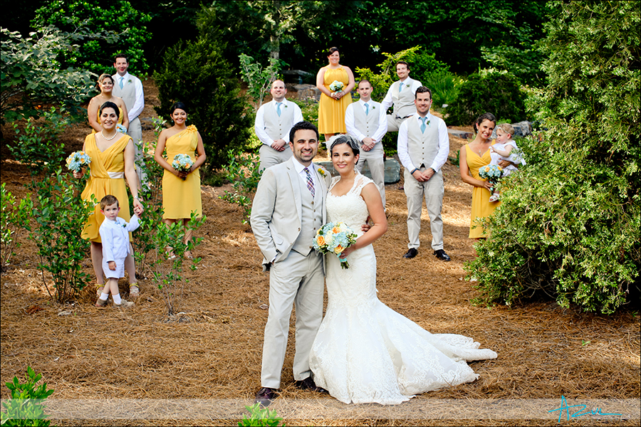 Creative bridal party wedding photographer Durham NC Duke gardens
