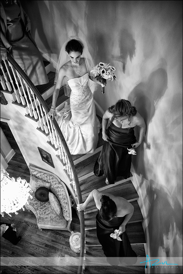 Highgrove Estate staircase photo of bride in NC