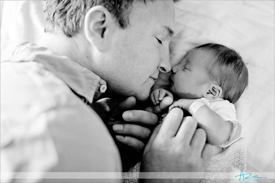 Tender moment of father & baby photography Cary NC