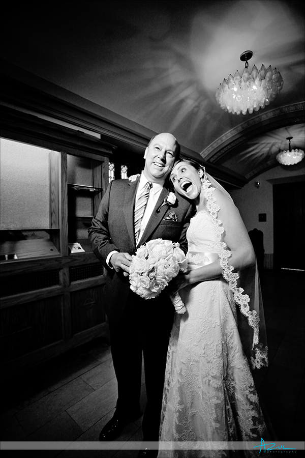 Fun father and daughter photograph on her wedding day Durham NC