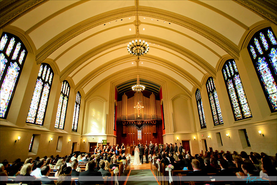 Beautiful wedding day ceremony photographer at First Presbyterian Church Durham NC