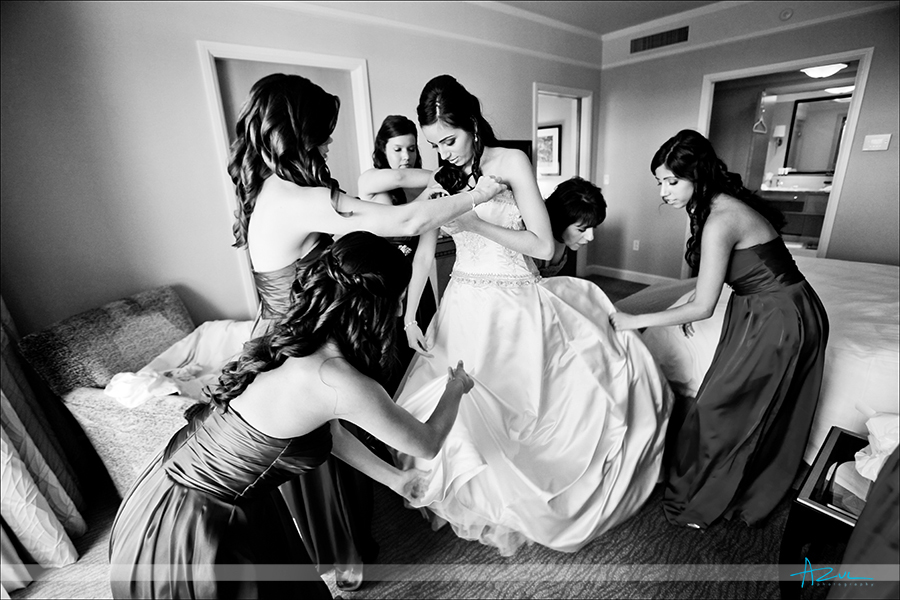 Photography of Bride getting ready at The Umstead Hotel venue for her wedding in Raleigh NC