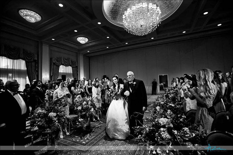 Wedding day ceremony photography at the ballroom of Prestonwood Country Club NC