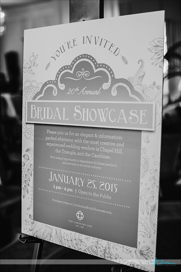Wedding bridal showcase signs for invited brides in Chapel Hill NC