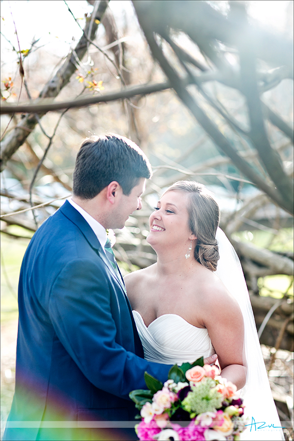 Perfectly lit wedding day portrait photographer of bride and groom at The Sutherland NC