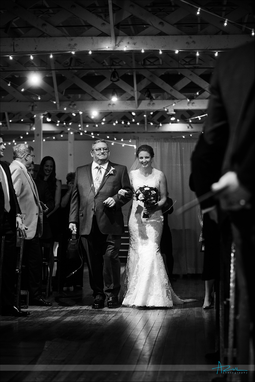 Proud wedding day image of dad walking down the aisle, Raleigh NC