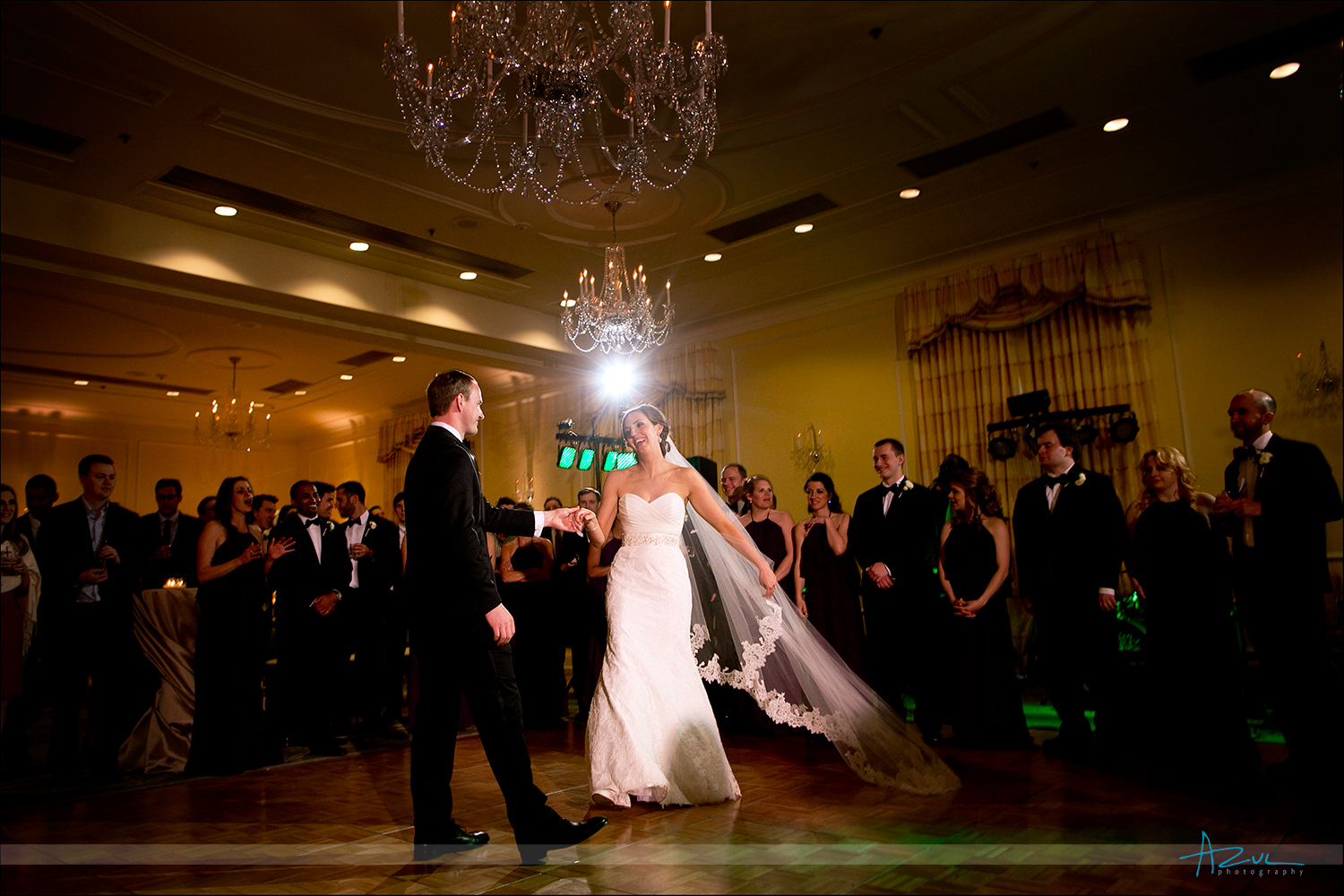 Bride and groom's' first dance in the Hill Ballroom at The Carolina Inn