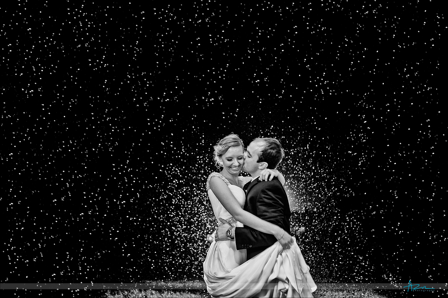 Hurricane rain bridal portrait of Bride and Groom Raleigh, NC