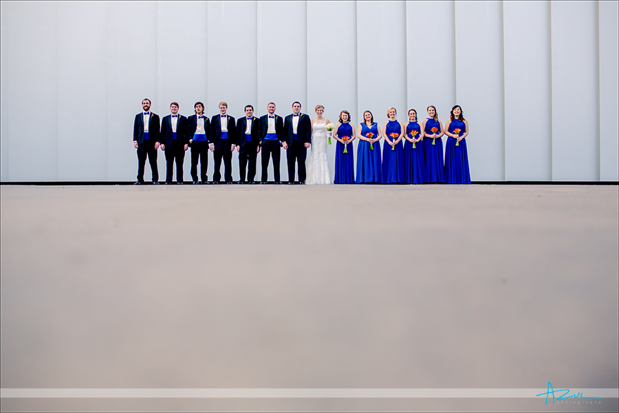 Wedding party portrait at the NC Museum of Art in Raleigh, NC
