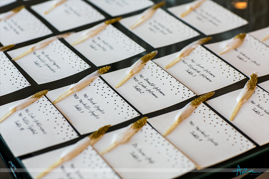 Escort card detail shots from a wedding photographer is a must for brides in North Carolina.
