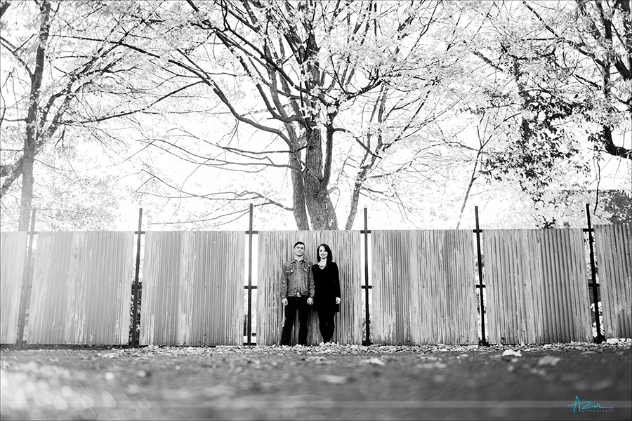 Creative engagement portrait photography in Raleigh of wedding couple.