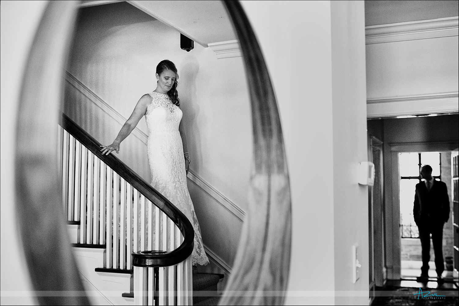 First look photography with a unique perspective during the wedding in Raleigh NC