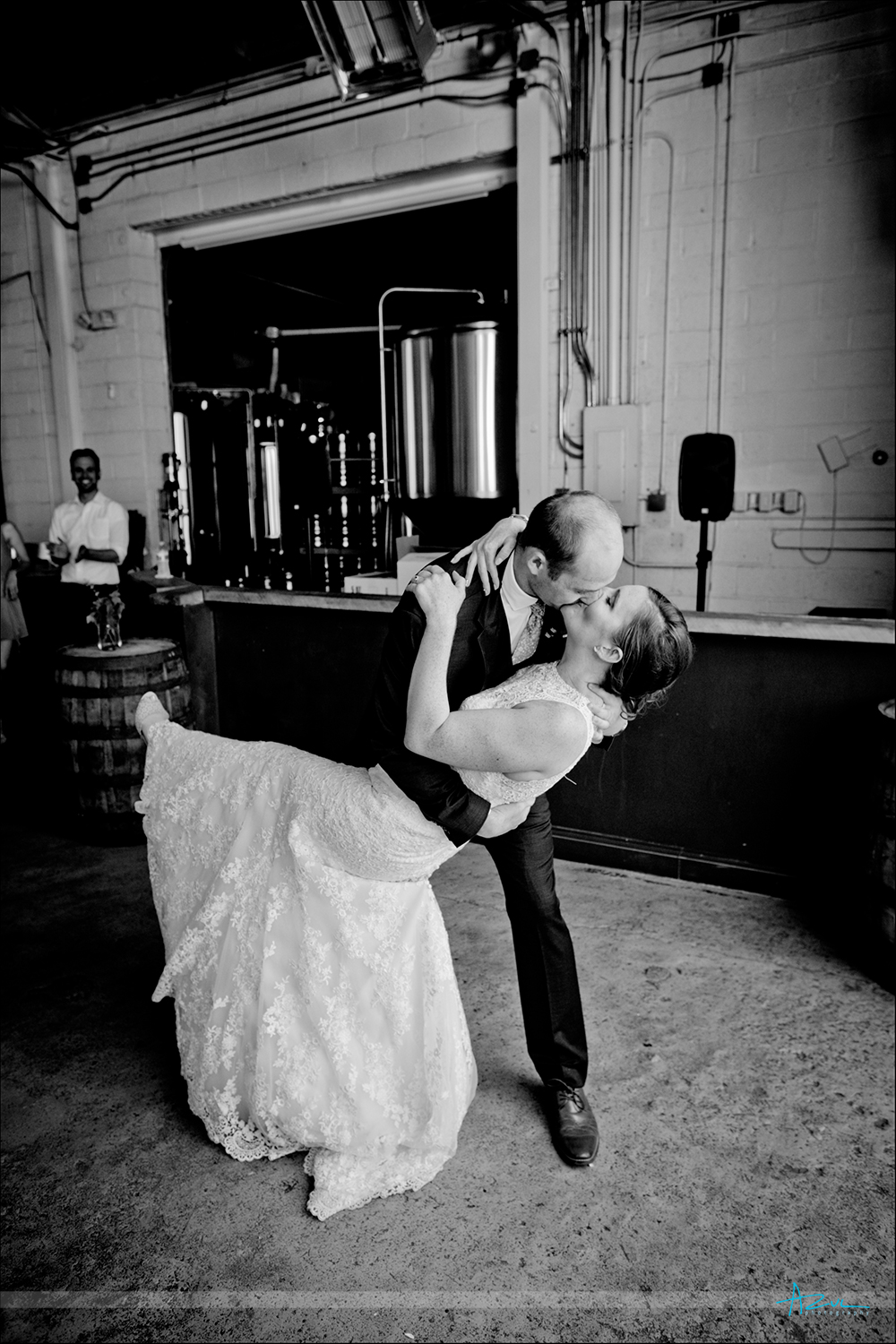 Dip and kiss is a tradition that many wedding day couple perform and Rob did it in Raleigh, NC