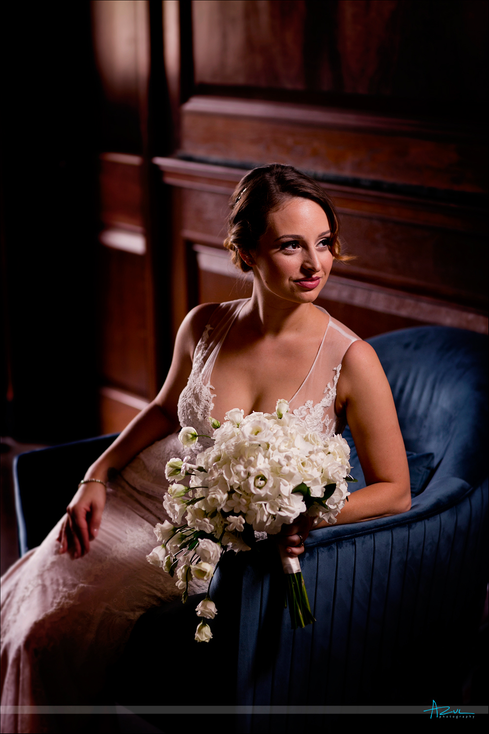 Vintage style bridal portrait with one light technigue for wedding photographers 