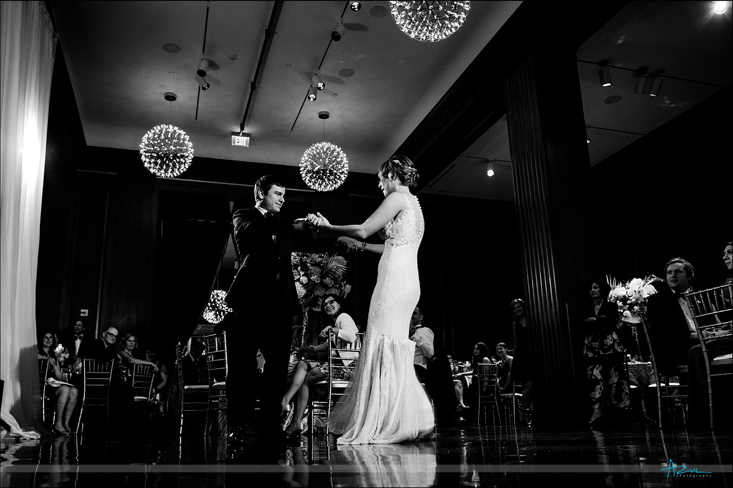 Beautiful firsst dance wedding photographer in Durham at 21c Museum & Hotel